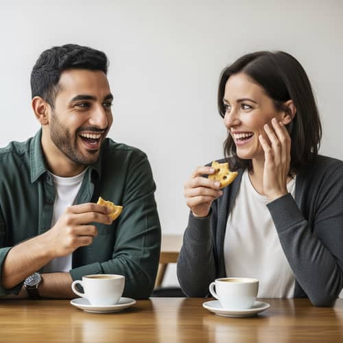 Cultural Friendship: Enjoying Snacks and Coffee Together