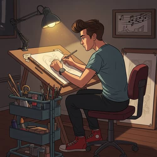 1950s Style Artist at Drawing Table | Creative Scene