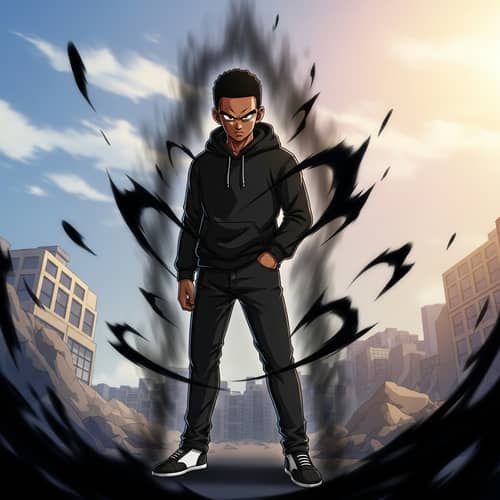 African American Anime-Style Teen with Pitch Black DBZ Aura