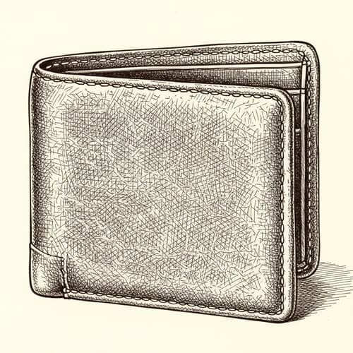 Vintage Men's Leather Wallet Sketch | Fine Pen & Ink Drawing