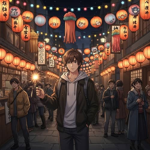 Festive New Year Street Celebration | Young Man with Sparkler