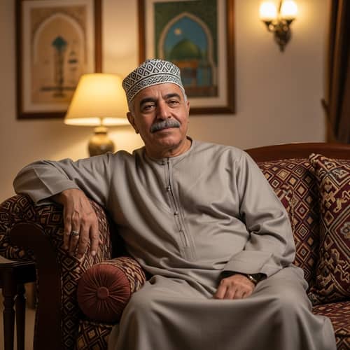 Culturally Unique Middle-Eastern Man Resting on Plush Sofa