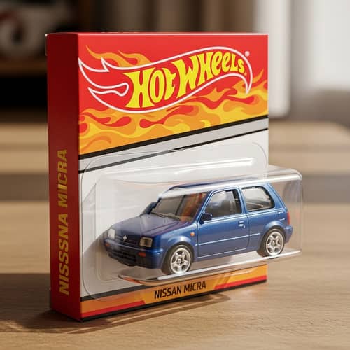Photo-Realistic Miniature Nissan Micra in Hotwheels Toy Box