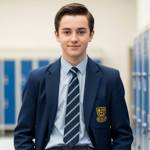 High School Student in Proper Uniform
