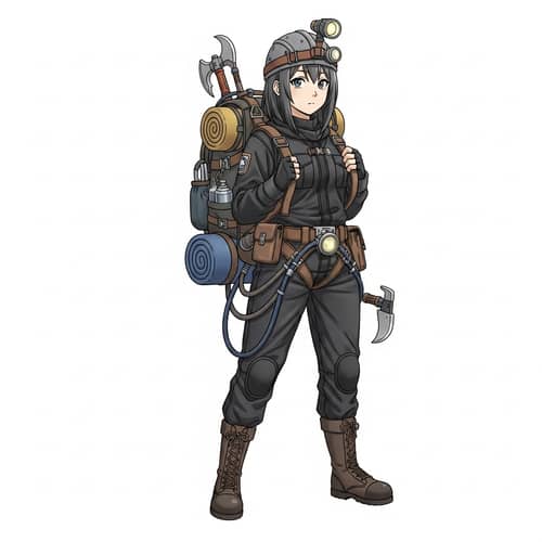 Dark Gray-Haired Female Explorer | Made in Abyss Style Graphics