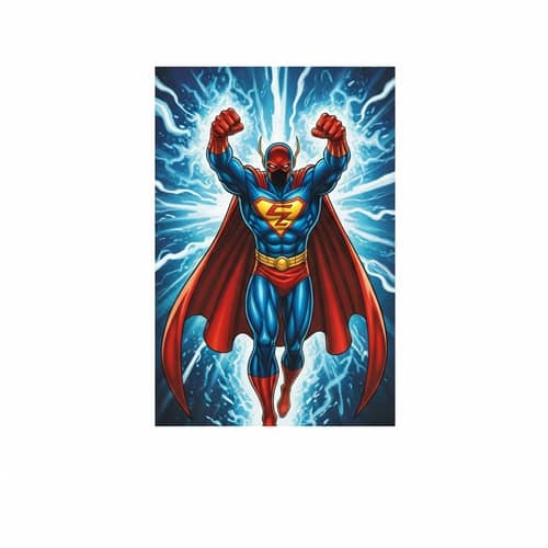 Dynamic Superhero Illustration in Vibrant Colors | National Geographic Quality