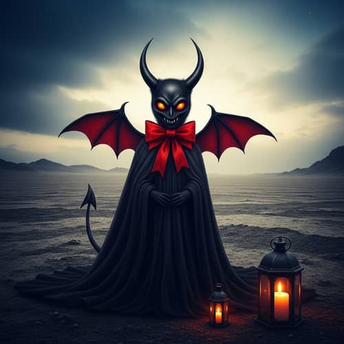 Dark Devil Character on Vibrant Background