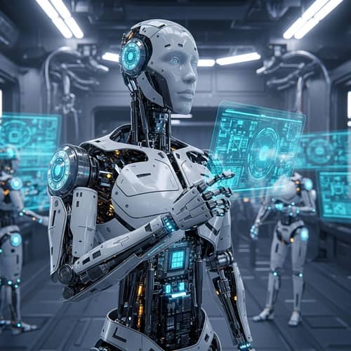 Futuristic Cyber Robot in 2090 - High-Tech AI Innovation