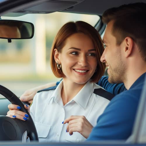 Caucasian Female Police Officer in Heartwarming Moment