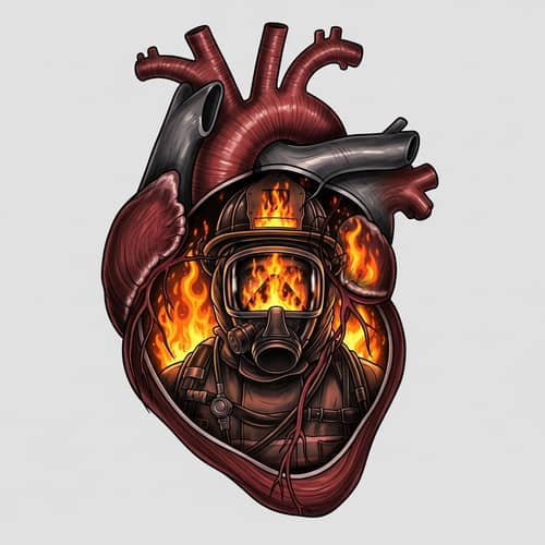 Firefighter Heart Muscle Tattoo Design