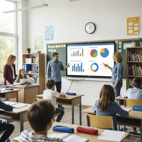 Interactive Smartboard in Classroom with Students and Teachers | Educational Activity