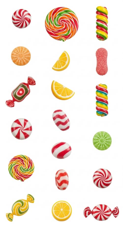 Dynamic and Mesmerizing Candies: Radiant Colors & Motion