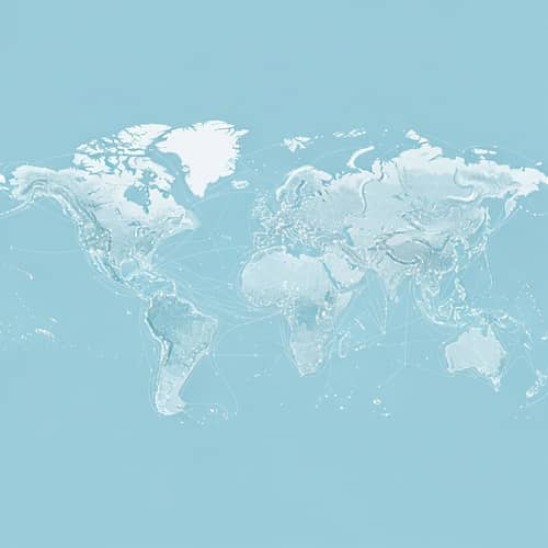 Light Blue Flat World Map with White Infrastructure