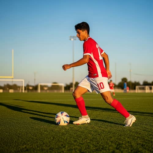 Sporty Teenager Football Player with Determination