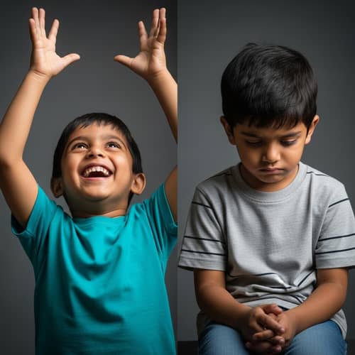South Asian Male Child Mood Swing: Joy to Sadness