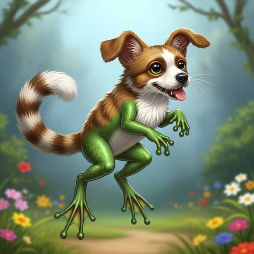 Cat-Dog-Frog Hybrid Creature | Unique Imaginative Mix
