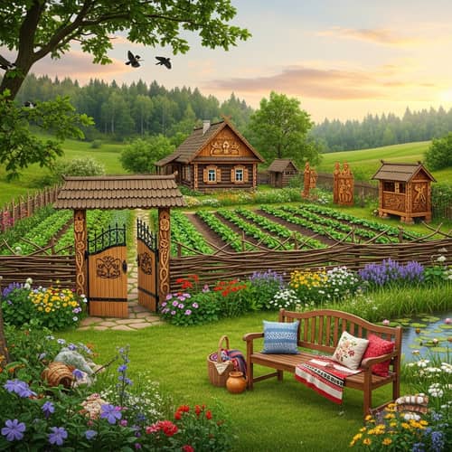Rustic Belarusian Garden: Folklore-Inspired Oasis in Countryside