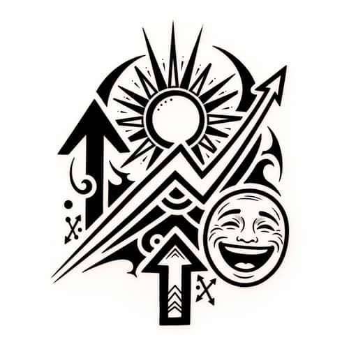 Masculine Happiness Tattoo: Bold Lines & Positive Symbols