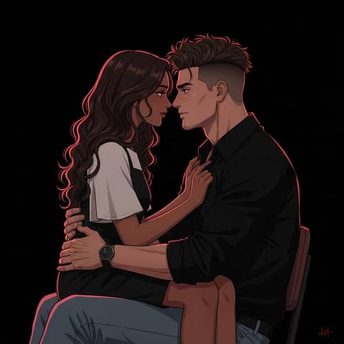 Moody Japanese-Style Animated Art: South Asian Woman & American Man