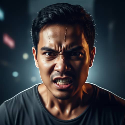 Dramatic Malaysian Man Expressing Anger