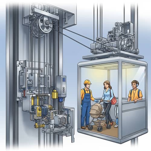 Advanced Elevator Technology in Modern City Skyscraper