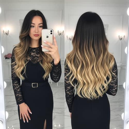 Stunning Ombre Hairstyle on Half Caucasian Half Asian Woman