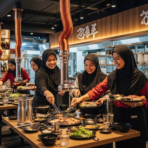 Malaysian Muslim Workers at Korean BBQ Restaurant | Delicious Cuisine
