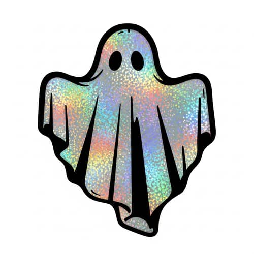 Black and White Ghost Stencil with Holographic Interior