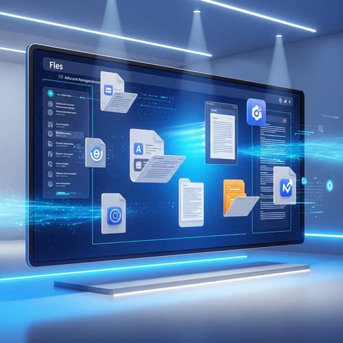 Futuristic 3D File Management System Visualization