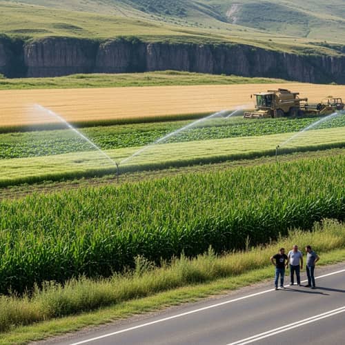 Vibrant Cornfield by Akhuryan River in Rural Armenia