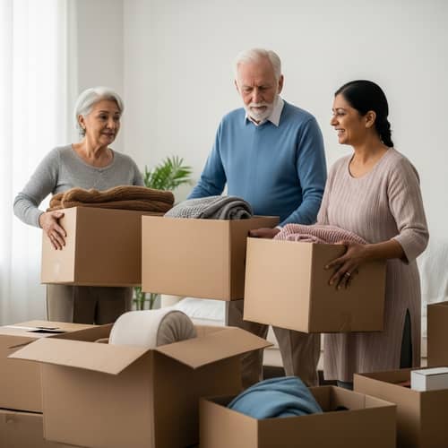 Moving Boxes with Elderly Man and Woman - Personal Transitions