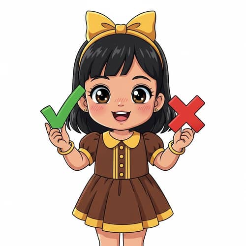 Adorable Anime-Style Little Girl Illustration | Joyful Decision-Making
