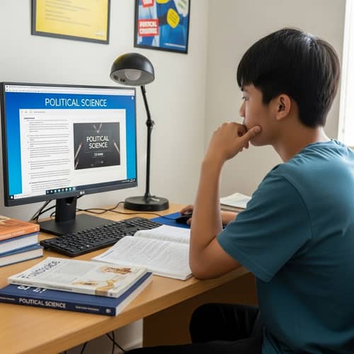 Asian Teenage Boy Studying Political Science | 12th Grade Focus