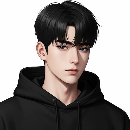 Stylish Young Man with Black Wolf Cut Hairstyle