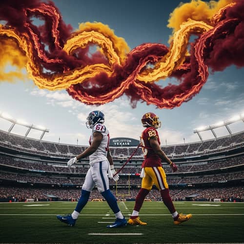 Surreal Rivalry: Unnamed Texas VS Washington Football Players in 8K Image