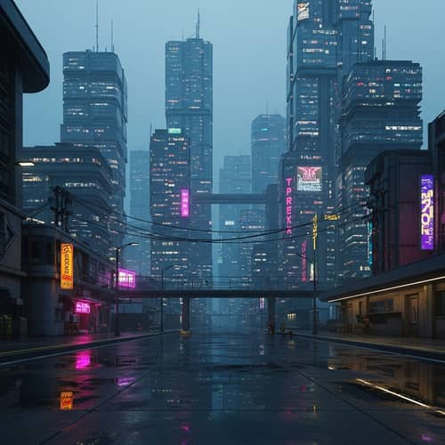 Futuristic Cityscape | Cyberpunk Aesthetics at Evening Brink