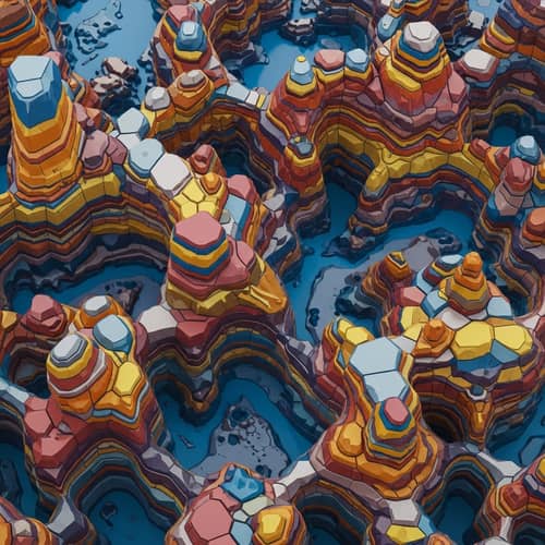 Surreal Fusion of Art Techniques in Landscape Exploration
