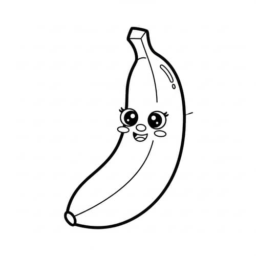 Cute Banana Coloring Page for Kids