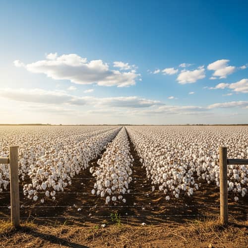 Sunny Cotton Field | Tranquil Nature Scene