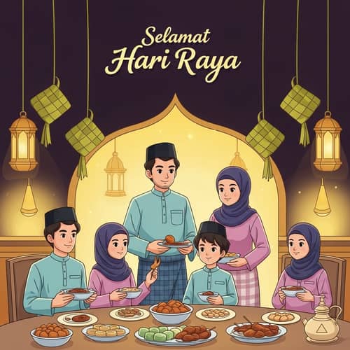Hari Raya Festival Celebration with Family | Traditional Malay Attire