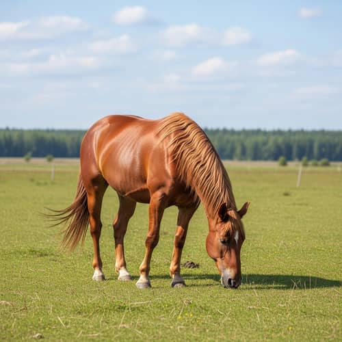 Majestic Horse in Open Field: Serene Beauty and Might