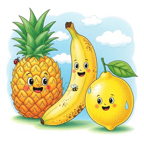 Colorful Fruits Illustration for Children | Fun and Engaging Design
