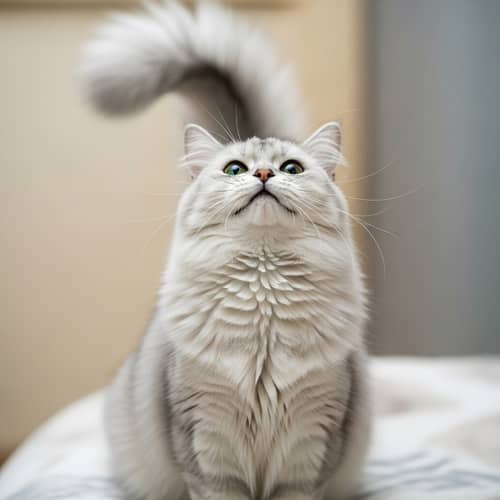 Cheerful and Delightful Cat with Shimmering Coat and Joyful Eyes