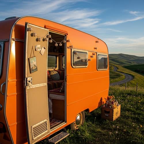 Vivid Orange Caravan | Adventure and Freedom Await