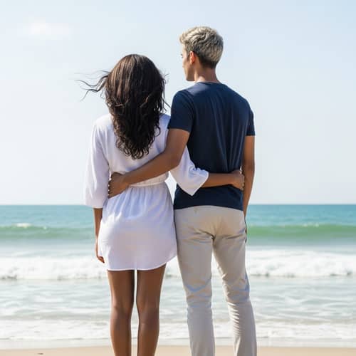 Seaside Couple Enjoying the View | Beach Romance Photo