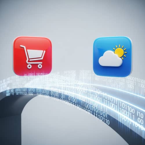 Shopping & Weather Apps Integration | Data Exchange Illustration