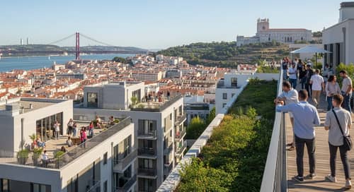 Spectacular Urban Landscape: City Valley & Suspension Bridge View