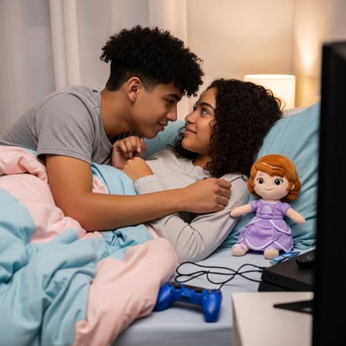 Innocent Love: Tender Moment of 20-year-old Hispanic Man and 18-year-old Woman