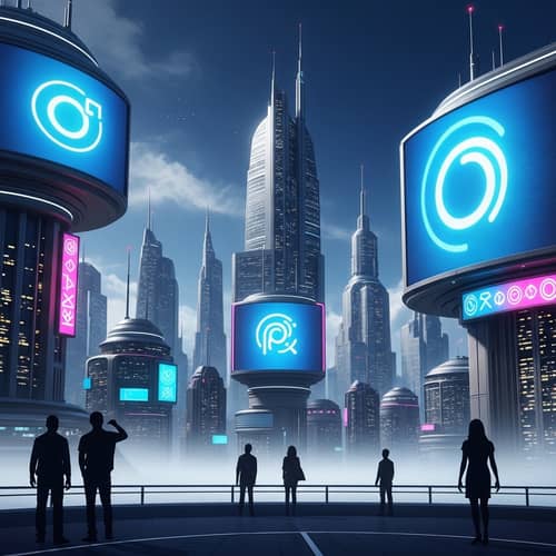 Futuristic Landscape Illustration: Colossal Corporation's Power