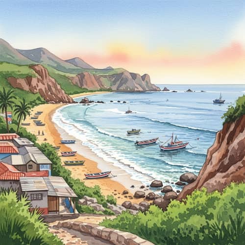 Stunning Watercolor Landscape of Peruvian North Coast